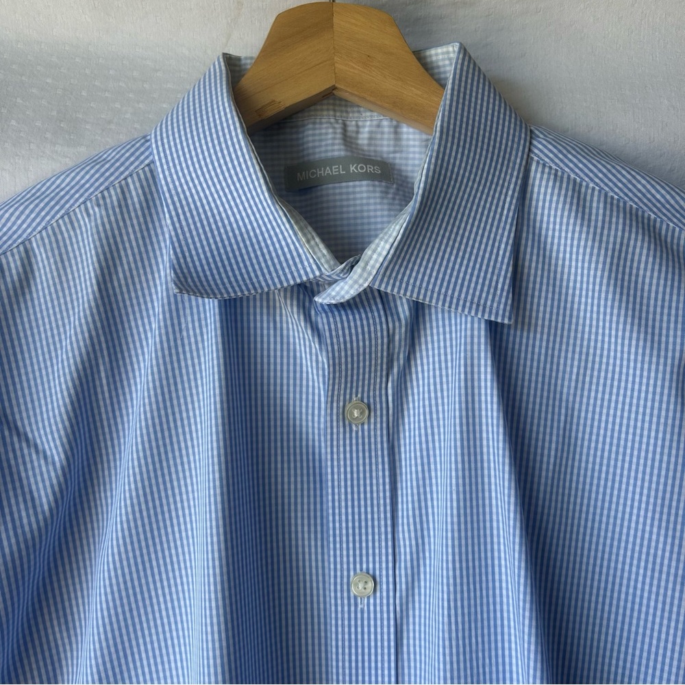 Michael Kors Blue Dress Shirt with Pinstripe Pattern